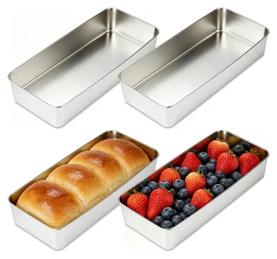 Produktbild von Set aus 4 Edelstahl Brotbackformen für Kuchen und Toast