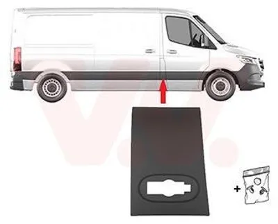 Produktbild von VAN WEZEL Seitenschutzleiste rechts seitlicher Einbau 2973418 passend für MERCEDES-BENZ Sprinter 3,5-T Kastenwagen (907, 910) SPRINTER 3-t Kasten