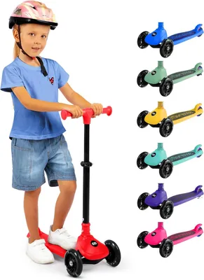 Produktbild von SereneLife Scooter, Roller Kinder 3 Jahre, Tretroller Faltbar als Dreirad Kickboard Höhenverstellbar mit LED-Rädern für Jungen & Mädchen