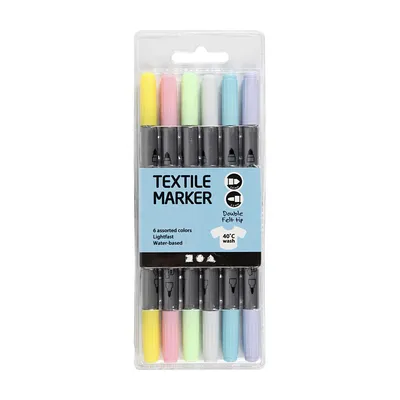 Image de Marqueurs textiles doubles - Pastel, 6pcs.