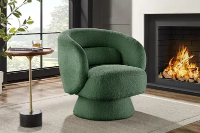 Produktbild von riess-ambiente Drehbarer Design Sessel BOSSA NOVA 80cm moosgrün Bouclé
