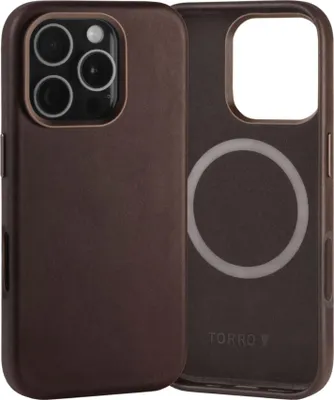 Produktbild von TORRO iPhone 16 Pro Schlank Leder Bumper Hülle – Dunkelbraun