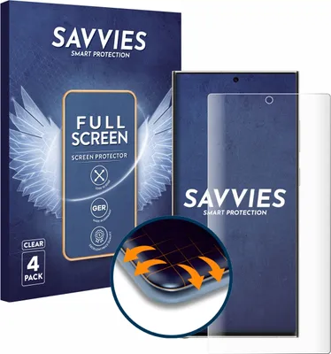 Produktbild von 4x Savvies Fullscreen Schutzfolie für Samsung Galaxy S23 Ultra Displayschutz Folie Fullcover Klar Transparent
