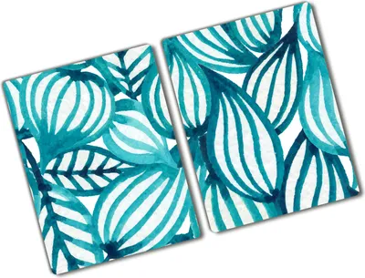 Produktbild von Tulup Glas Herdabdeckplatte - 2x40x52 cm - Glaskeramikkochfeld-Abdeckung Spritzschutz Glasabdeckplatte Kochplattenabdeckung und Schneidebrett - Zweiteilig - Blumen & Pflanzen - Blumenmuster - Grün