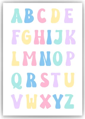 Produktbild von Alphabet Kinderposter ABC Lernposter Kinderzimmer Wandbild Einschulung Kindergarten Grundschule Lernhilfe für Kinder – DIN A4 (21x29.7cm)