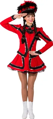 Produktbild von O9853-36 rot-schwarz mit Silberborte Damen Funkenkostüm Mariechenkostüm Gr.36