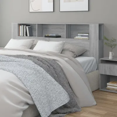 Produktbild von vidaXL Kopfteil mit Ablagen Grau Sonoma 200x18,5x104,5 cm - Kopfteil-Schrank - Kopfteil-Schränke - Bettschrank - Schlafzimmerschrank