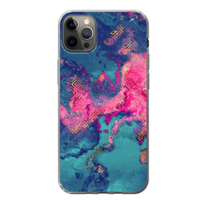 Produktbild von MuchoWow® Handyhülle Schutzhülle Hülle für iPhone 12 Pro Max Marmor - Farbe - Rosa - Blau Silikon Softcase Handy Hülle - Hartschale