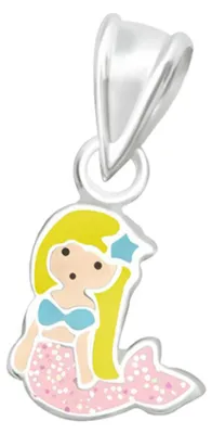 Produktbild von Kinderkette 925 Silber Kette: Glitzer Anhänger Halskette für Mädchen Meerjungfrau (Mermaid)