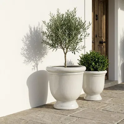 Produktbild von Provencelia Keramik Pflanzkübel Titan Silber, frostbeständig, handgefertigt, glasiert, Outdoor, Garten, Terrasse, winterfest