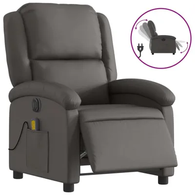 Produktbild von vidaXL Relaxsessel Elektrisch Grau Echtleder