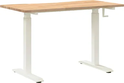 Image de vidaXL Bureau blanc et naturel 120 x 60 cm chêne massif