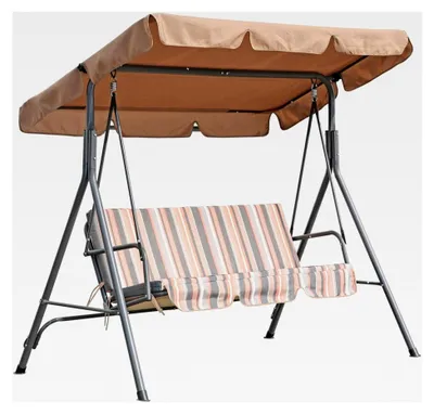 Produktbild von Gartenschaukel für 3 Personen mit Sonnenschutz 173x110x151cm (Khaki)