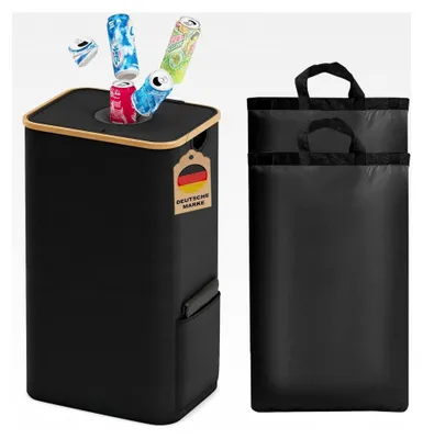 Produktbild von Adeldream 100L Pfandflaschen Sammelbehälter für Leergut und Altglas mit Softgrip-Griffen, Flaschensammler für Küche und Abstellraum, Schwarz