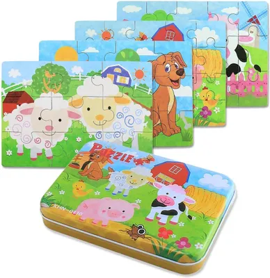 Produktbild von Holzpuzzle für Kinder, 4 Schwierigkeitsgrade, 9-20 Teile, Lernspielzeug ab 2 Jahren