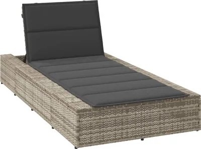 Produktbild von Sonnenliege mit schwebender Auflage Hellgrau Poly Rattan