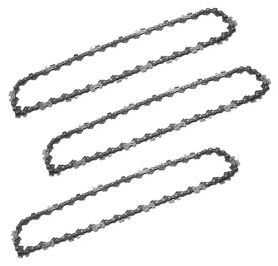 Immagine prodotto di 3 mini motoseghe da 10 pollici, con 40 maglie, e una catena di ricambio