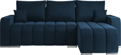 Produktbild von MKS MEBLE Sofa mit Schlaffunktion - Ecksofa mit Schlaffunktion und Bettkasten - Sofa 3 Sitzer - Schlafsofa - Couch - Schlafsofa mit Bettkasten - Kirasso L - Dunkelblau Velvet