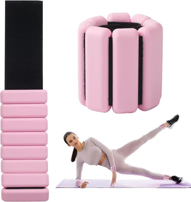 Imagen del producto de Pesas ajustables para tobillos y muñecas, 2 unidades de 450 g cada una, color rosa, para correr y entrenamiento de fuerza