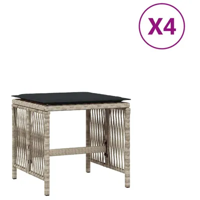 Produktbild von Gartenhocker mit Kissen 4 Stk. Hellgrau 41x41x36 cm Poly Rattan