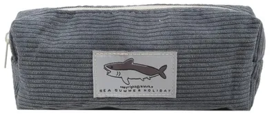 Produktbild von Federmäppchen aus Cord, Aufbewahrungsbox für Schulmaterialien, großes Fassungsvermögen für Jungen, multifunktional, grau