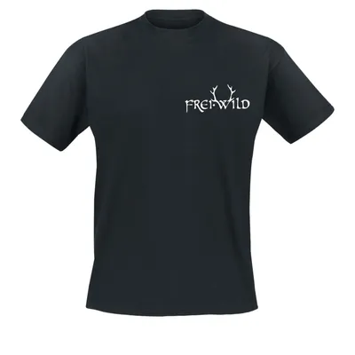 Produktbild von T-Shirt Geweih mit weißem Frei.Wild Schriftzug und Siebdruck auf Brust und Rücken