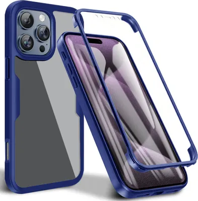 Produktbild von Schutzhülle für iPhone 16 Pro Max, Eingebautem Displayschutz 360 Grad Komplettschutz Handyhülle Blau