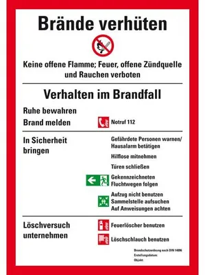 Produktbild von Dreifke® Schild I Aushang Brände verhüten, DIN 14096 Brandschutzordnung Teil ...
