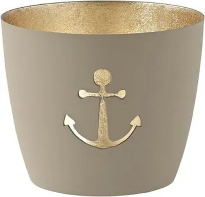 Immagine prodotto di Gift Company Windlicht Madras Anker M, Teelichthalter, Kerzenhalter, Eisen, Sandstone, Gold, 8.5 cm, 1054804029