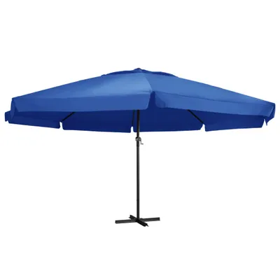 Image de The Living Store Parasol avec mât en aluminium 600 cm bleu azur