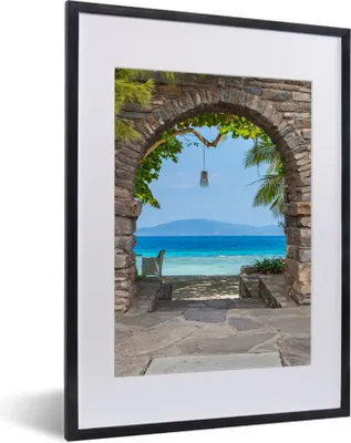 Produktbild von MuchoWow® Gerahmtes Poster Strand - Meer - Tropisch - Sommer - Aussicht 30x40 cm - Poster mit Schwarzem Bilderrahmen Wandposter Rahmen Foto Bilder - Wandposter Schlafzimmer