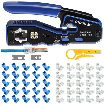 RJ45 Crimpzangen-Set mit Cat6-Steckern, 50-teilig