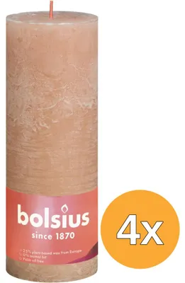 Productafbeelding van 4x Bolsius Rustiekkaars Shine 190/68 Misty Pink (1 stuk)