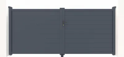 Produktbild von Doppelflügeltor aus Aluminium 3,5m EIGER H.160cm grau