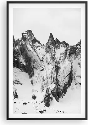 Produktbild von Gerahmtes Poster - Schwarzer Rahmen - Alpen Schnee Monochrom - 61x91,5 cm - Wand Bild - Wanddeko - Wandbilder - Kunstposter - Wandposter - Bilderrahmen - Bilder - Kunstdruck - P2BPA61x91-4405