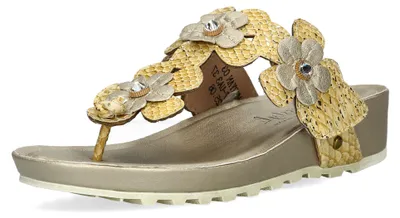 Produktbild von Misstyl by Laura Vita Damen Pantolette Schlangenoptik Blüten MBRYANO 03, Größe:39 EU, Farbe:Gold