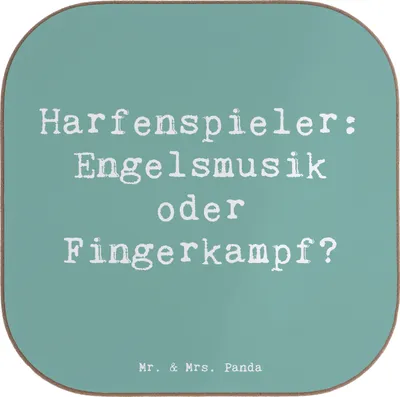 Produktbild von Mr. & Mrs. Panda Tischschoner Spruch Harfe Melodien - Meeresbrise - Geschenk, Musikinstrument, Instrument, Holzuntersetzer, Coaster, Untersetzer für Gläser, Musiker