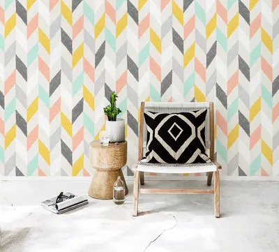 Produktbild von Coloray Fototapete 312x219 cm Vlies-Fototapete - Pastell-Herringbone-Chevron-Zusammenfassung
