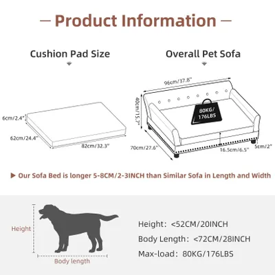 Produktbild von Hundebett - Hundekorb - Hundekissen - Hundebank - Hundesofa - Große Größe - Wasserabweisendes Kunstleder