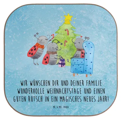 Produktbild von Mr. & Mrs. Panda Getränkeuntersetzer Weihnachten Smörle - Eisblau - Geschenk, Pfefferminzstange, Untersetzer Glas, Holzuntersetzer, Coaster, Tassen, Weihnachtsbaum