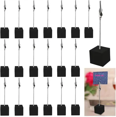 Produktbild von Pack von 20 Fotohaltern mit Clips, Schwarz, 2.5x2.5 cm, für Notizen und Fotos