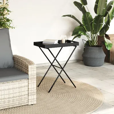 Produktbild von Langlebige Tabletttisch Klappbar Schwarz 65x40x75cm Poly Rattan - Möbel834041 - Gartentische