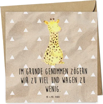 Produktbild von Mr. & Mrs. Panda Grußkarte Giraffe Zufrieden - Sandig - Geschenk, Glückwunschkarte, Afrika, Glück, Klappkarte, doppelkarte, anlasskarte, Abenteuer, faltkarte