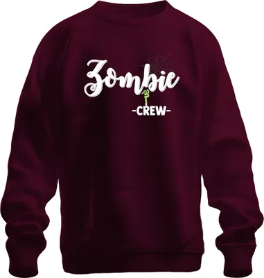 Produktbild von Zombie -CREW- Halloween Grusel Untote Spuk Zombiefan Spinnenweben Uni Sweatshirt Pullover, Burgundy, S