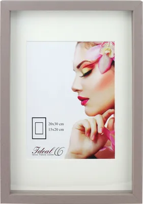 Produktbild von 3D Objektrahmen Holz Bilderrahmen Wanddeko Collage Poster Shirt Trikot Rahmen HR - Farbe: Taupe | Format: 20x20
