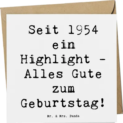 Produktbild von Mr. & Mrs. Panda Grußkarte Spruch 1954 Geburtstag - Weiß - Geschenk, Retro, anlasskarte, Alter, Happy Birthday, doppelkarte, Glückwunschkarte, Geburtstagsgruß, faltkarte