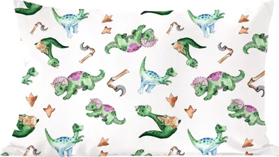 Produktbild von MuchoWow® Zierkissen Sofakissen Wohnzimmer Dekokissen 60x40 cm Dinosaurier - Muster - Kinderzimmer - Jungen - Mädchen - Kinder - Kopfkissen - Polster mit Foto
