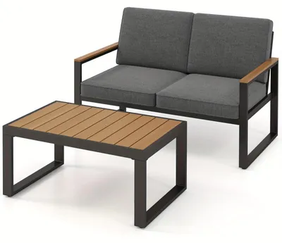 Immagine prodotto di Set da salotto per esterni – Set da giardino composto da 4 pezzi, con struttura in alluminio e cuscini in olefin