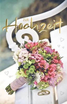 Image de SUSY CARD 11-18936 SUSY CARD Carte de mariage « Bouquet de fleurs / Alliances »