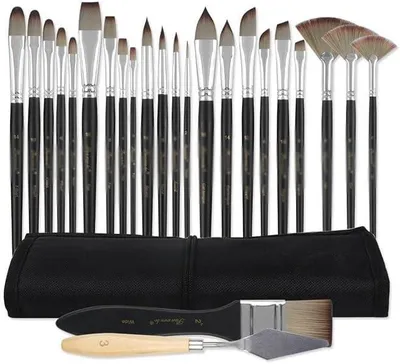 Imagen del producto de Juego de 24 pinceles combinables con cerdas de nylon y pinturas acrílicas, ideal para artistas y estudiantes (estilo 1)